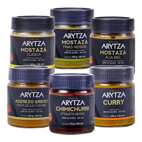 Pack De Salsas Y Mostazas Arytza - Curry, Chimi, Criolla