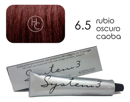 Tintura System 3 Coloracion Permanente 60 G Tono 6.5 rubio oscuro caoba