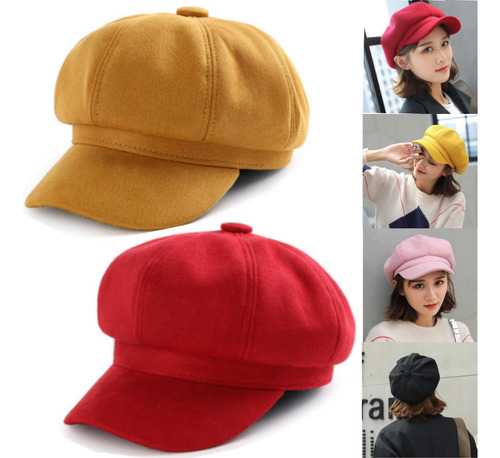 Gorro Francés Clásico Con Boina Vintage Para Mujer, 2 Piezas