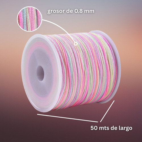 Rollo Hilo Chino 0.8mm Insumo De Bisutería Todo Los Colores Multicolor