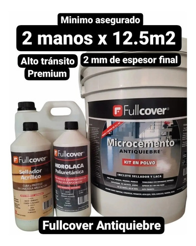 Piso Microcemento Anti Quiebre 12m2 Sellador+hidrolaca Incl.