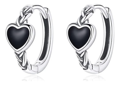 Aretes Aro Pequeños Plata 925 Con Esmalte Corazon Y Arco Iri