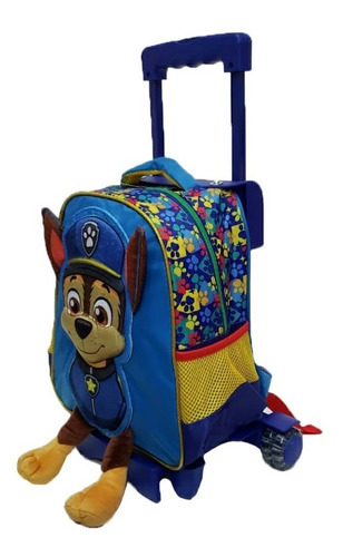 Imagen 5 de 9 de Kit Paw Patrol Kinder Marshall Mochila Carro + Lonchera