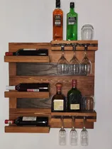 Comprar Cava Repisa Mini Bar Porta Vinos, Cava Rustica Colgante Nogal Con Negro
