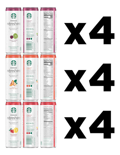 Starbucks Refreshers, Paquete Variado De 3 Sabores (melocotó