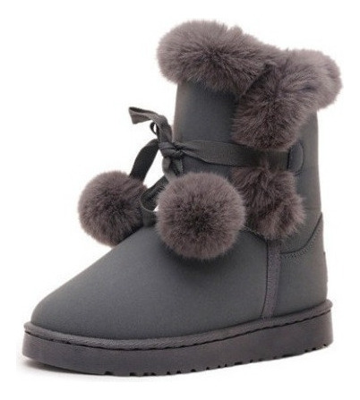Botas De Nieve Cálidas De Piel Para Mujer Zapatos De Ante