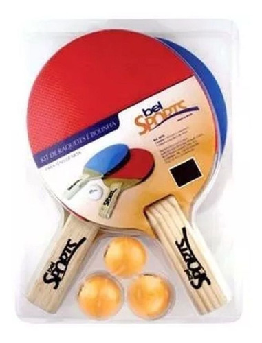 Imagem 2 de 3 de Kit 2 Raquetes 3 Bolinhas Tênis De Mesa Ping Pong Bel 485000