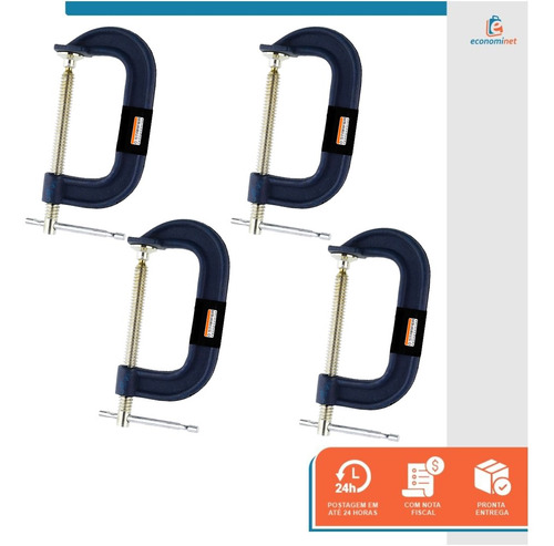 Kit 4 Grampos Tipo C Marceneiro Pesado 10 Polegadas Starfer