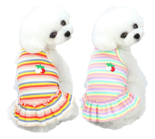 Pet Clothes Rainbow Dog Dresses Cherry Cat Chaleco Princess