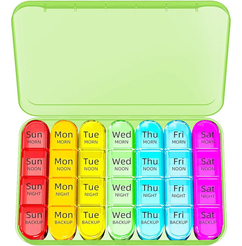 Odaro Weekly Pill Organizer 4 Veces Al Día, Daily Pill Box 7