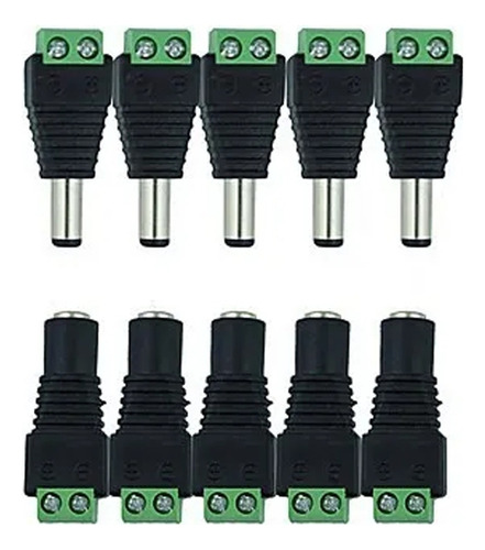 Pack X5 Par Conector Dc Hembra Y Macho De Poder Cámaras