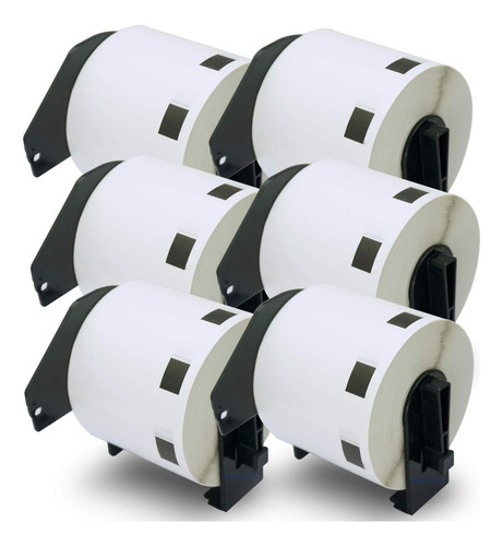 6 Rollos + 6 Soportes Etiquetas Continua Dk 2205 - 30.5m