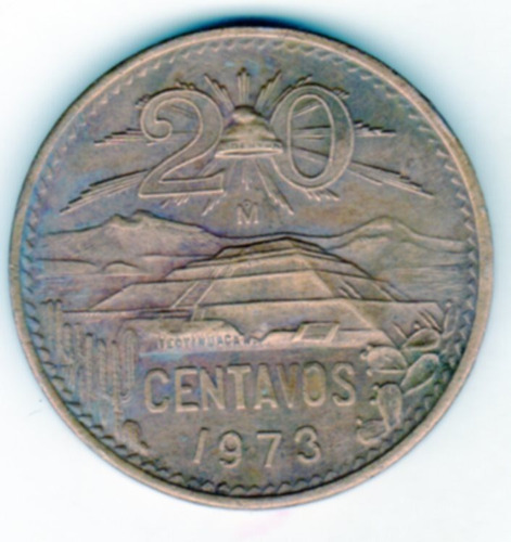 Moneda 20 Centavos  1973  Mula Muy  Dificil