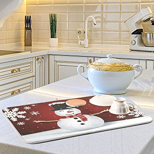 Alfombrilla Para Secar Platos Con Diseño De Muñeco De Nieve