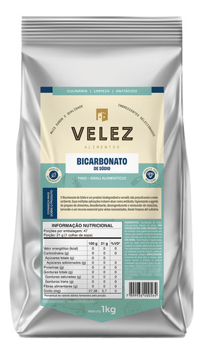 Bicarbonato De Sodio Velez Puro Limpeza Antiacido Culinaria