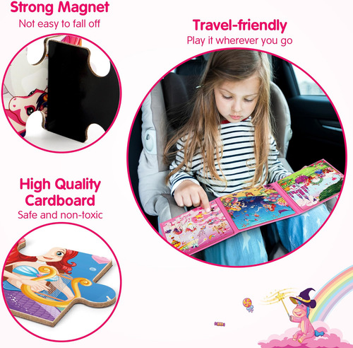 Puzzle Magnético Synarry: Unicornio, Sirena Y Princesa