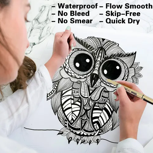 Juego De 16 Fineliners Para Dibujo En Tinta Negra Precisa