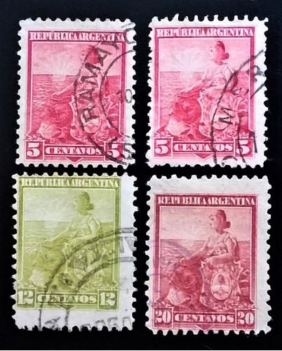 Argentina, Lote 4 Sellos Libertad 1899 Matasellos L12167