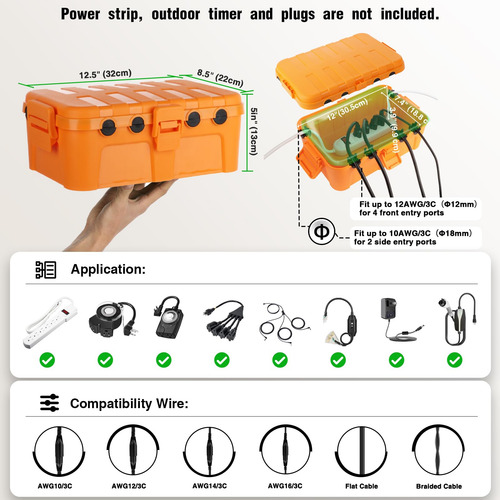 Caja Electrica Para Exteriores Ip54 32x22x13 Cm Naranja
