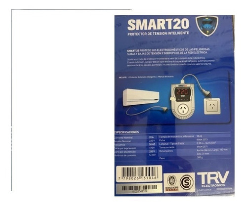 Imagen 3 de 4 de Protector De Tension Smart 20amp Apto Aire Acondicionado