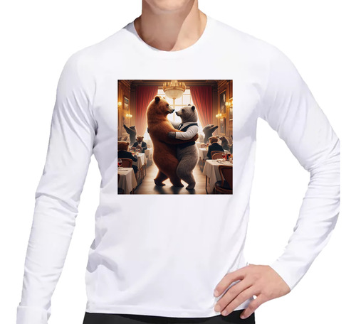 Remera Hombre Ml Osos Danzando Un Tango En Un Resto M2