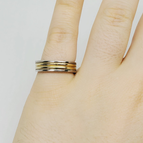 Imagen 4 de 7 de Anillo Plata Y Oro Tipo Alianza