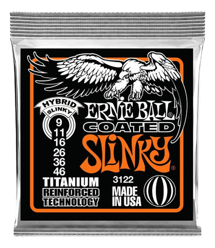 Cuerdas Ernie Ball 3122 Hybrid Slinky Coated Titanium 9-46