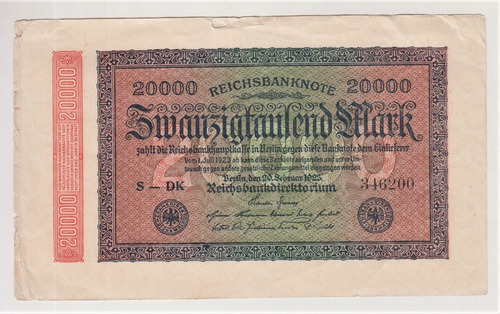 Billete Alemania 20000 Mark Reichsbanknote 1923 (c85)