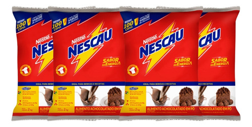 Kit 4 Achocolatado Em Pó Nescau Chocolate Nestlé Atacado