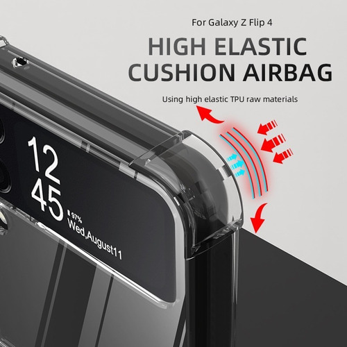 Imagen 6 de 10 de Carcasa Para Samsung Galaxy Z Flip 4 Transparente + Hidrogel