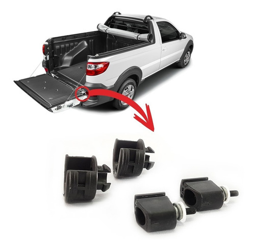 Imagem 4 de 10 de Kit 4 Buchas Tampa Traseira Removivel Fiat Strada Original