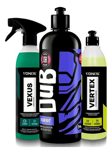Kit Limpeza Automotiva Reboot + Vexus + Vertex 500ml