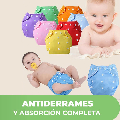 6 Pañales Reutilizables Tela Para Bebé Ecologico +6 Insertos
