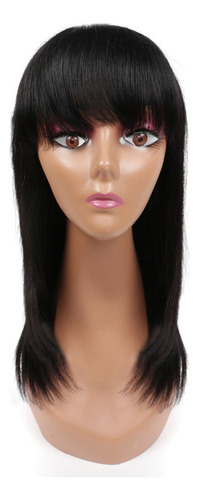 Natural Human Hair Wig Straight 35cm Virgin Hair .