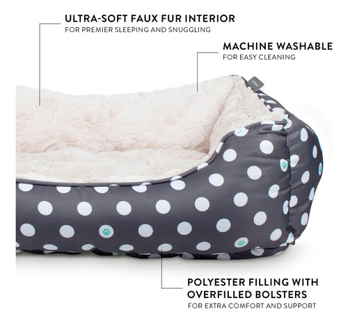 Fringe Studio Dot Paw Charcoal Cama Para Mascotas Rectangula