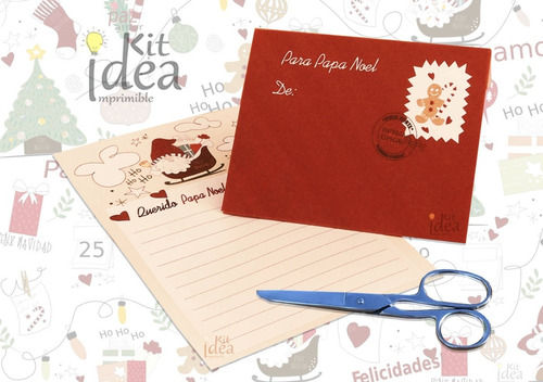 Kit Imprimible Carta Papa Noel Navidad Con Sobre Kit Navidad