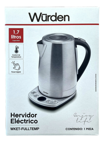 Hervidos Wurden 1.7 Litros Panel Digital Metalico Filtro Ext