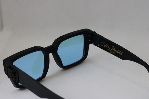 Louis Vuitton Gafas Millionaires Negro Mate/azul !! Ocean Azul Claro Negro Negro (Usado)