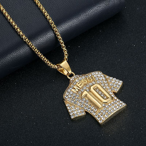 2pcs No.10 Jersey Pingente Colar Titanium Aço Jóias