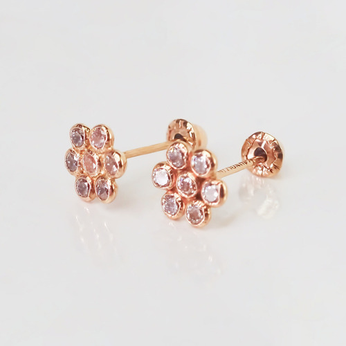 Amor Eterno - Broqueles Roseta / Aretes Oro 10k