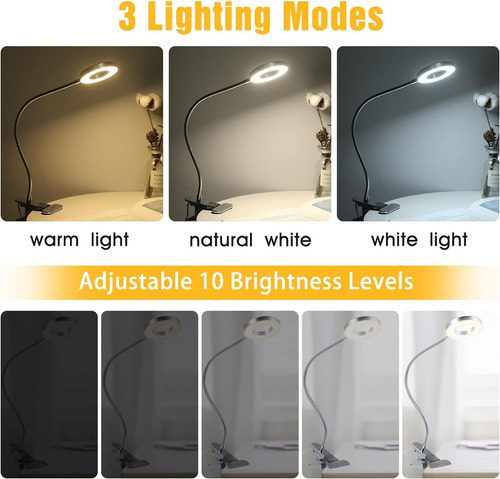 Lámpara De Mesa Led For Dormitorio, Luz De Lectura Flexible