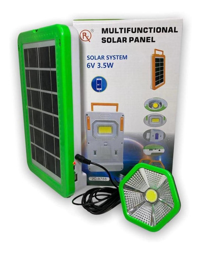 Kit Panel Solar C Luz + Foco Reflector Cob Led Power Bank