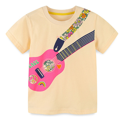 Camiseta Para Niñas De 2 A 7 Años, Cuello Redondo, Estampado