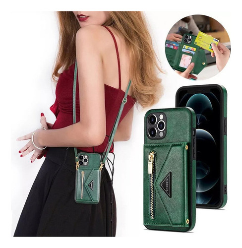 Funda De Piel Para iPhone Funda Tipo Cartera Con Correa