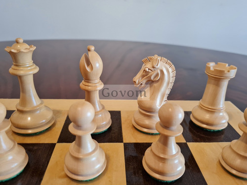 Juego Ajedrez Madera Profesional Piezas Troya Golden