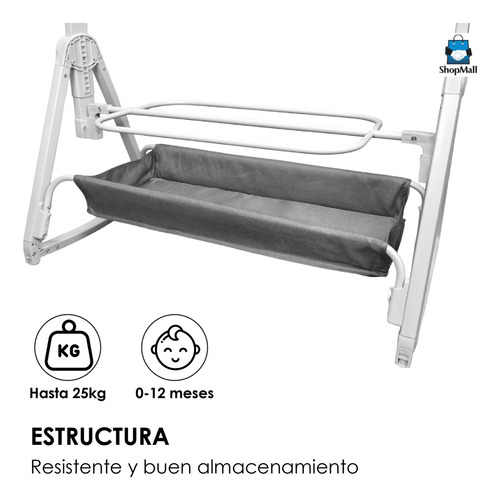 Cuna Corral Colecho Para Bebés Antirreflujo Mecedora Color Gris Diseño de la tela Lisa