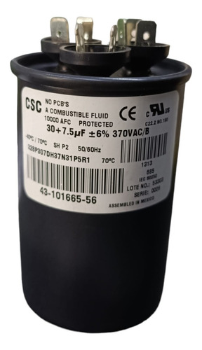 Capacitor De Ventilador Doble 30+7.5uf, 370vac Poliequipos