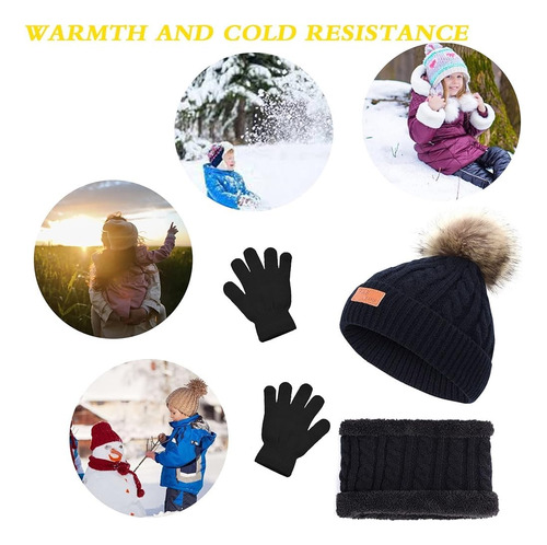 Gorro Invierno Para Niños,conjunto Bufanda Y Gorro Guantes