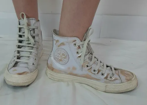 Zapatillas Converse Bota Blanco Dorado 4.5 Us 6.5 Uk 23.5 Cm
