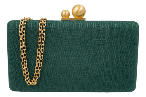 Bolsa De Festa Clutch Linho Carteira De Mão Com Alça Feminin Cor Verde-escuro